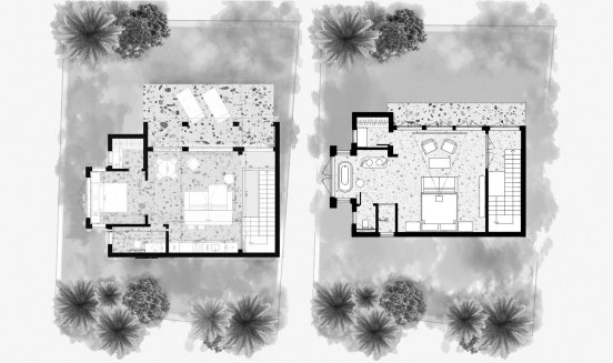 Планировка дома 2 спальни в ЖК Casa Noi Villas № 11006 (2D)