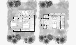 House floor plan, 2 bedrooms in Casa Noi Villas No. 11006